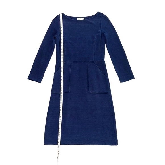 4 Long Boden navy blue Ellen Ottoman dress long sleeves pockets shift ribbed - Picture 13 of 16